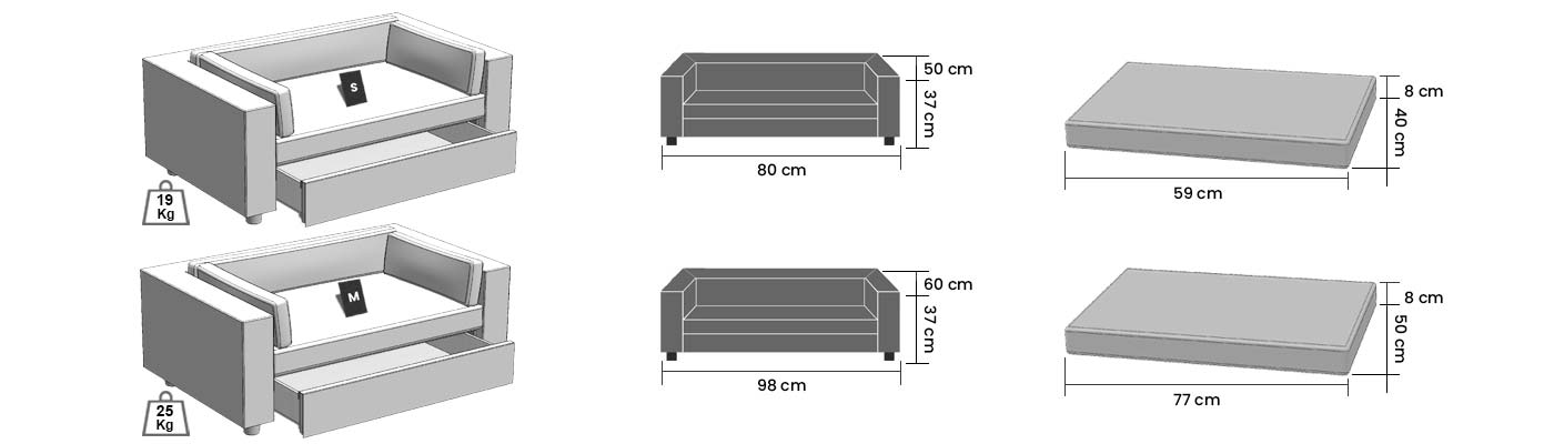 dimensions Giusypop pet sofa